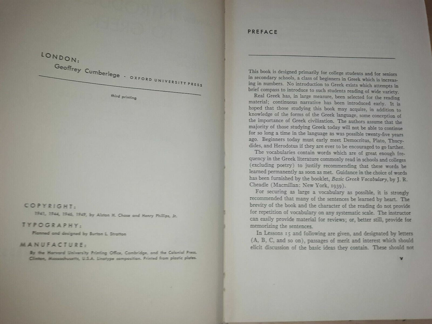 A New Introduction To Greek Alston Chase Henry Phillips Jr. 1954