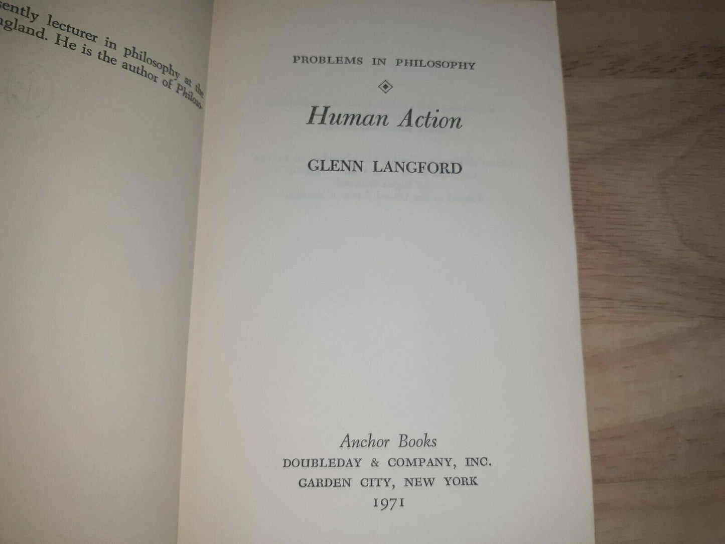 Human Action. Anchor/Doubleday 1971 Glenn Langford