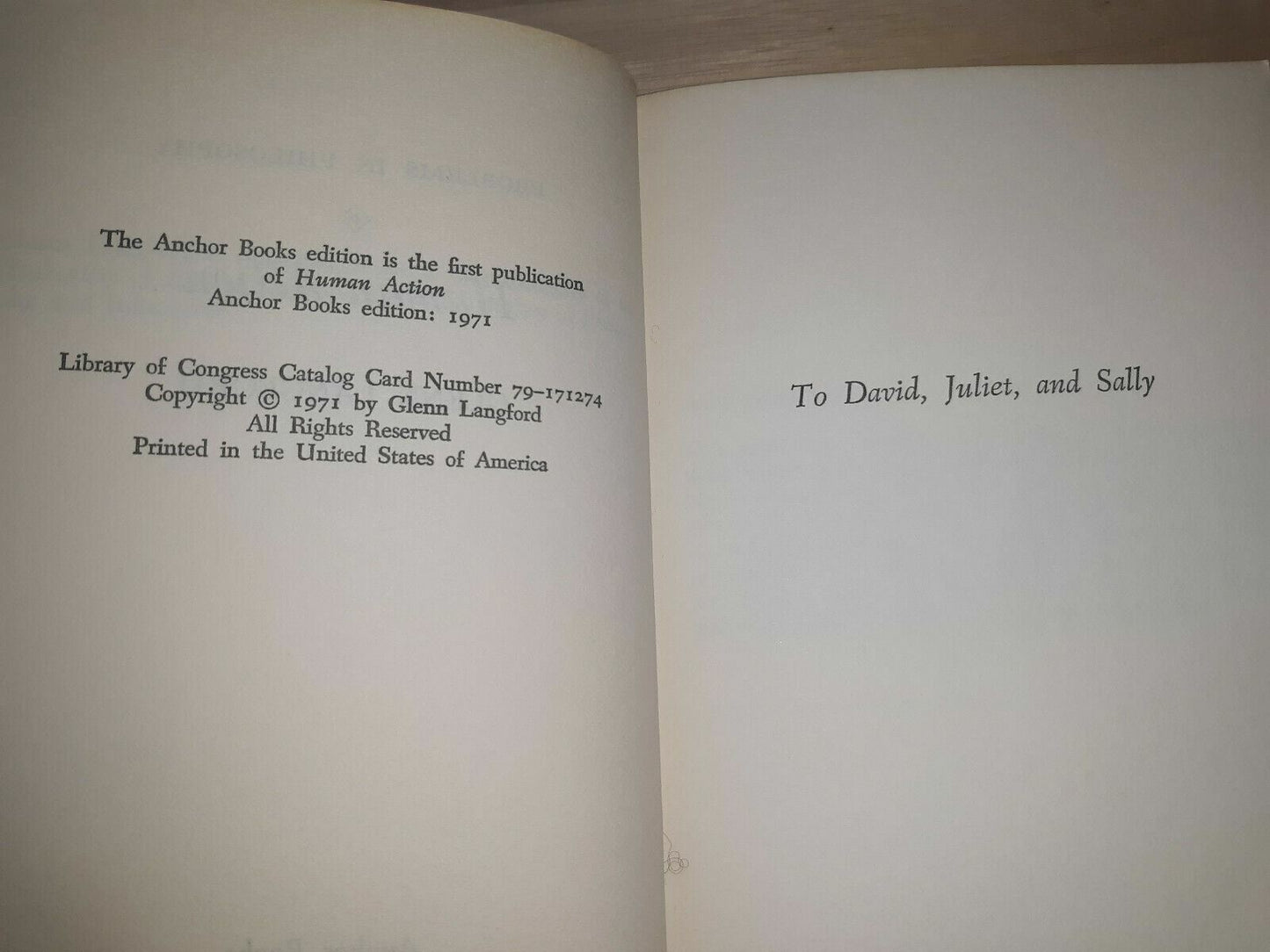 Human Action. Anchor/Doubleday 1971 Glenn Langford
