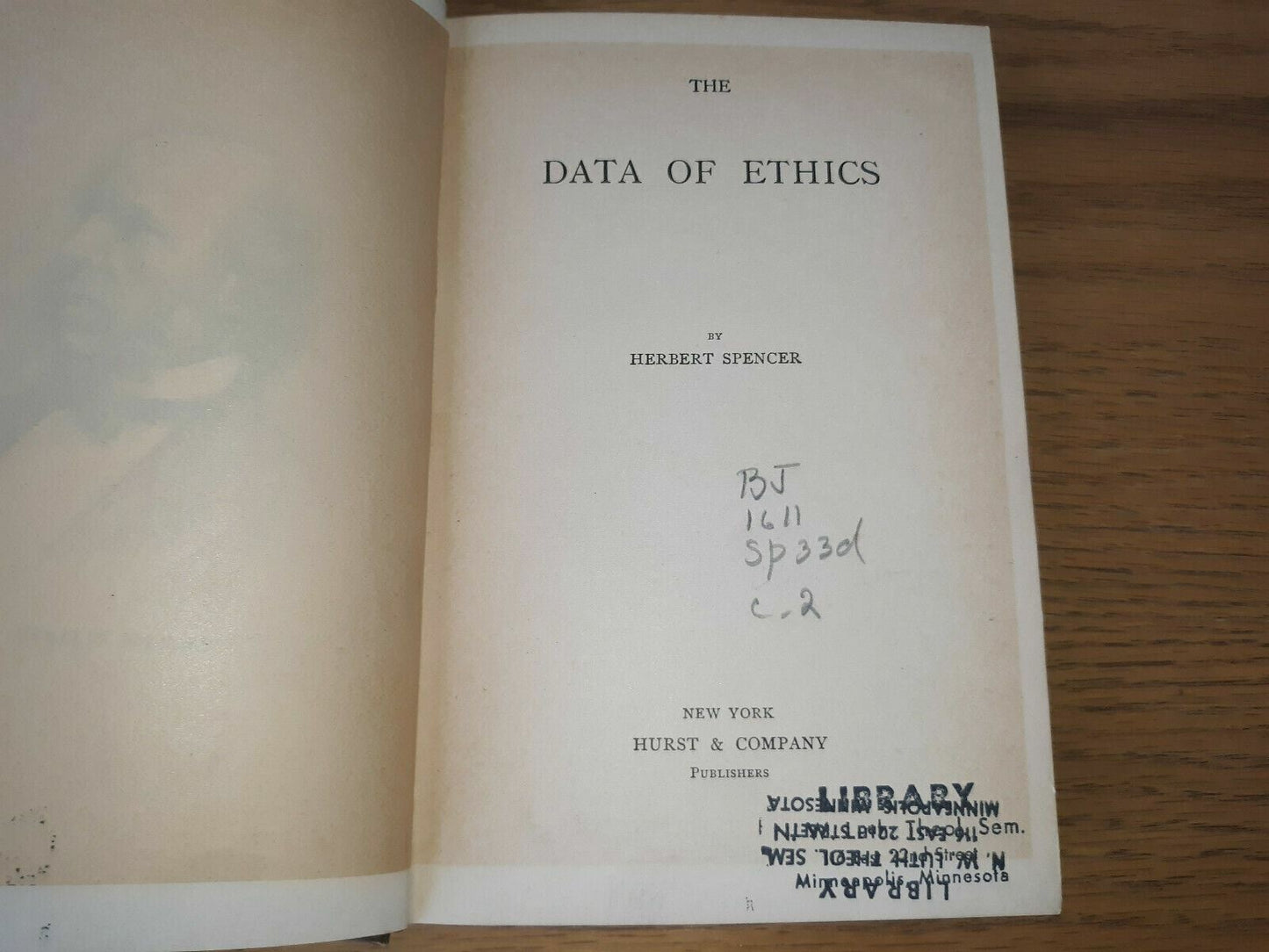 Herbert Spencer THE DATA OF ETHICS Hurst & Company HC