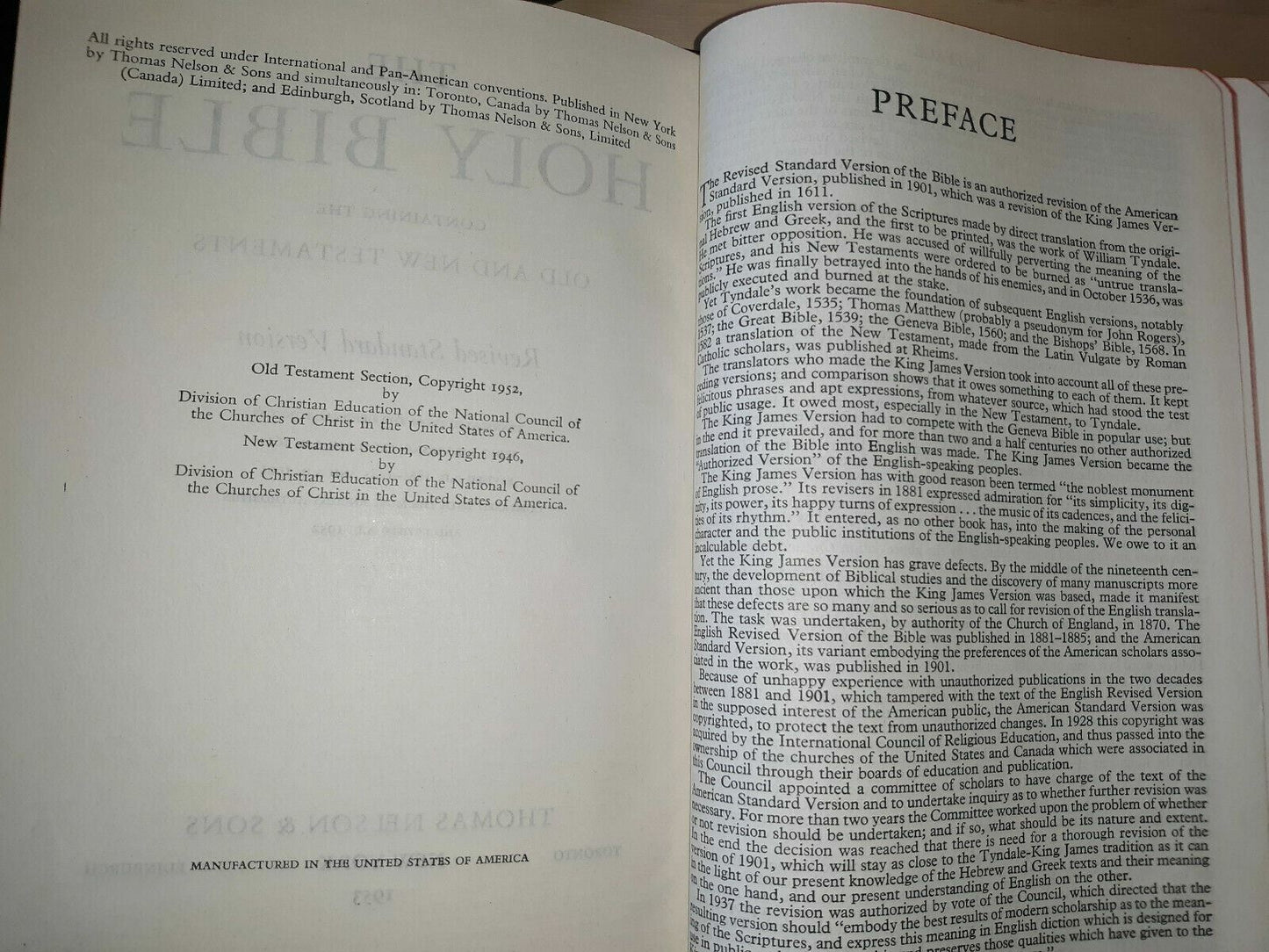 The Holy Bible Revised Standard Version 2803 Thomas Nelson and Sons 1953 in Box