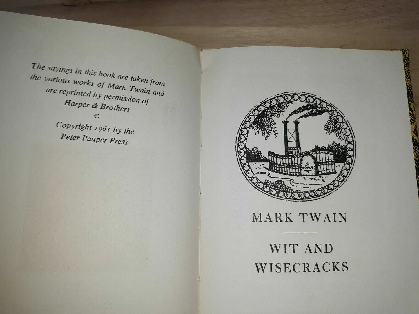 VTG Mark Twain Hardcover Book w DJ 1961 Wit & Wisecracks Humor