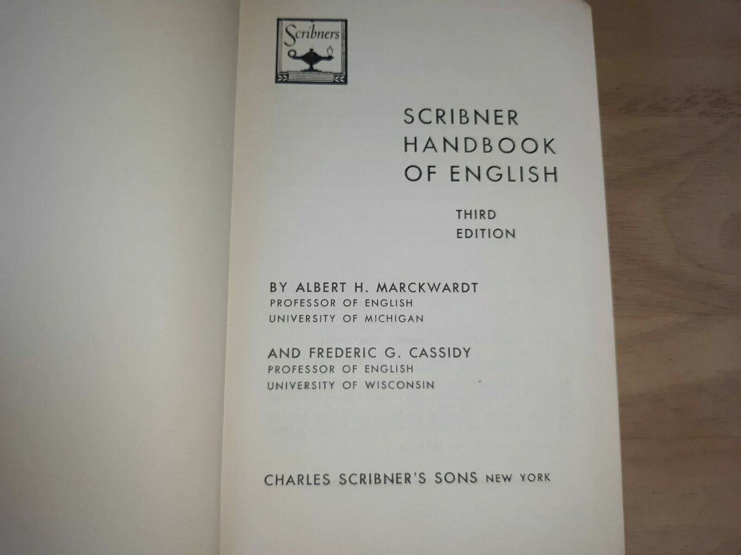 Vintage Scribner Handbook of English 3rd Edition by Albert H Marckwardt, HC 1960