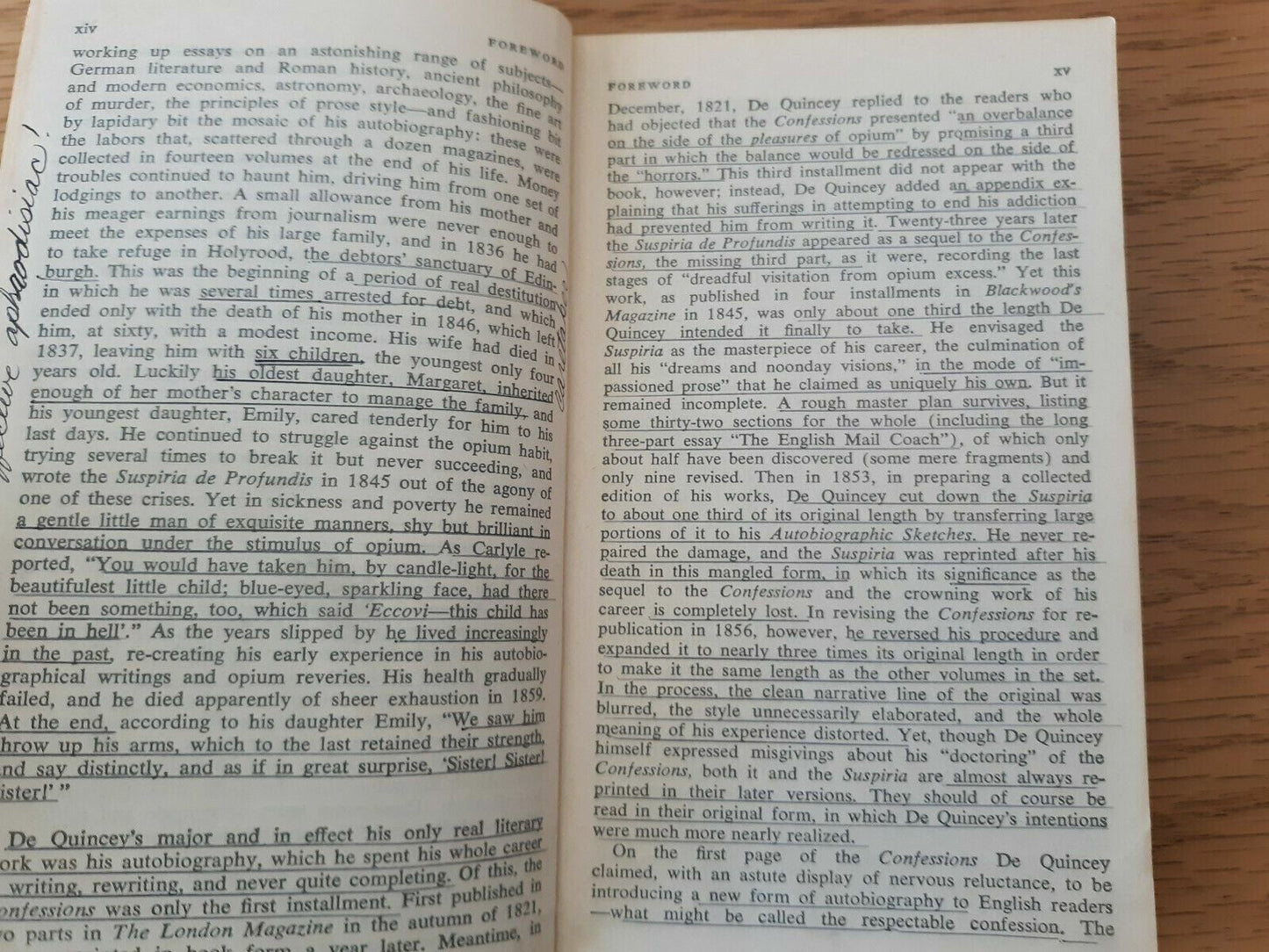 Thomas De Quincey Confessions of an English Opium Eater and Other Writings 1966