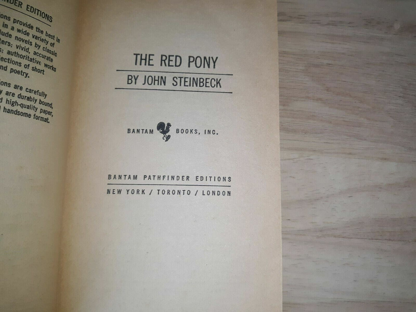 The Red Pony, John Steinbeck 1973 Bantam Paperback