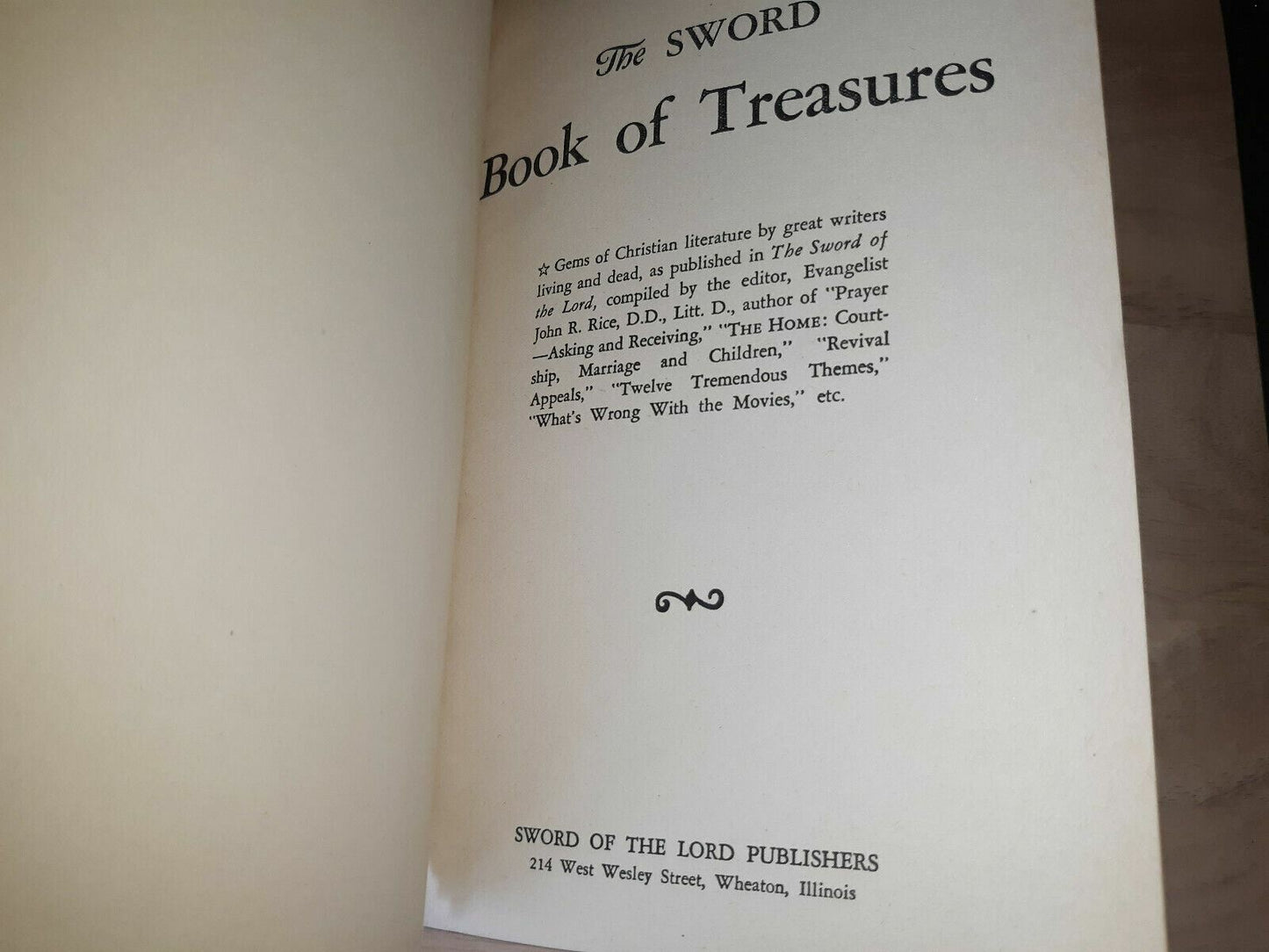 The Sword Book of Treasures by John Rice (1st Ed, 1946, HB Sword of the Lord)