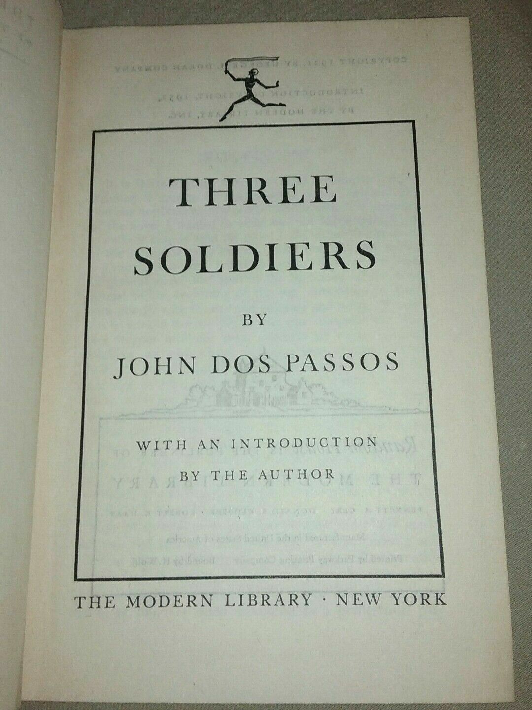 Three Soldiers by John Dos Passos Modern Library Edition 1932