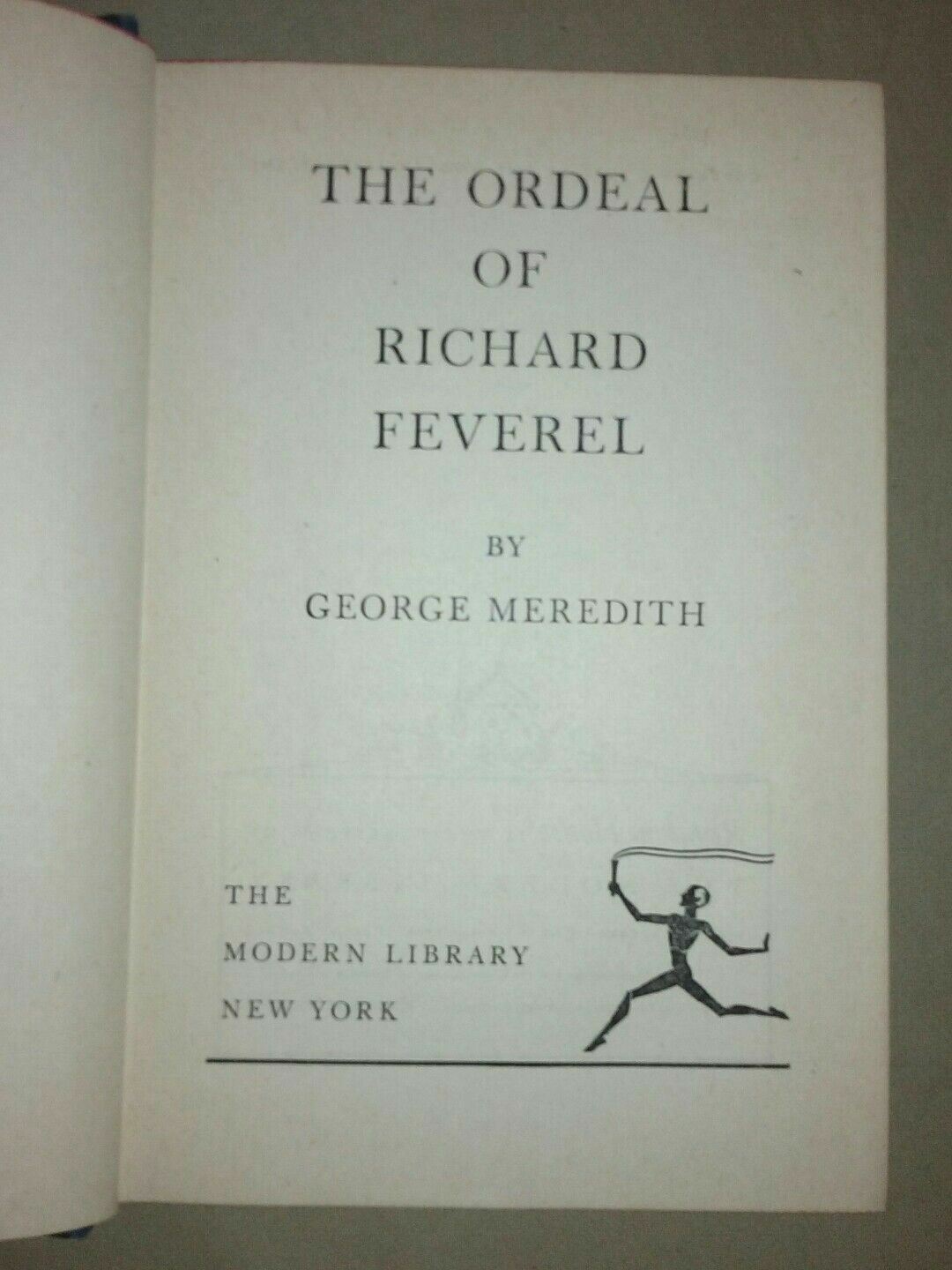 THE ORDEAL OF RICHARD FEVEREL -  George Meredith Hardcover, Modern Library 1927