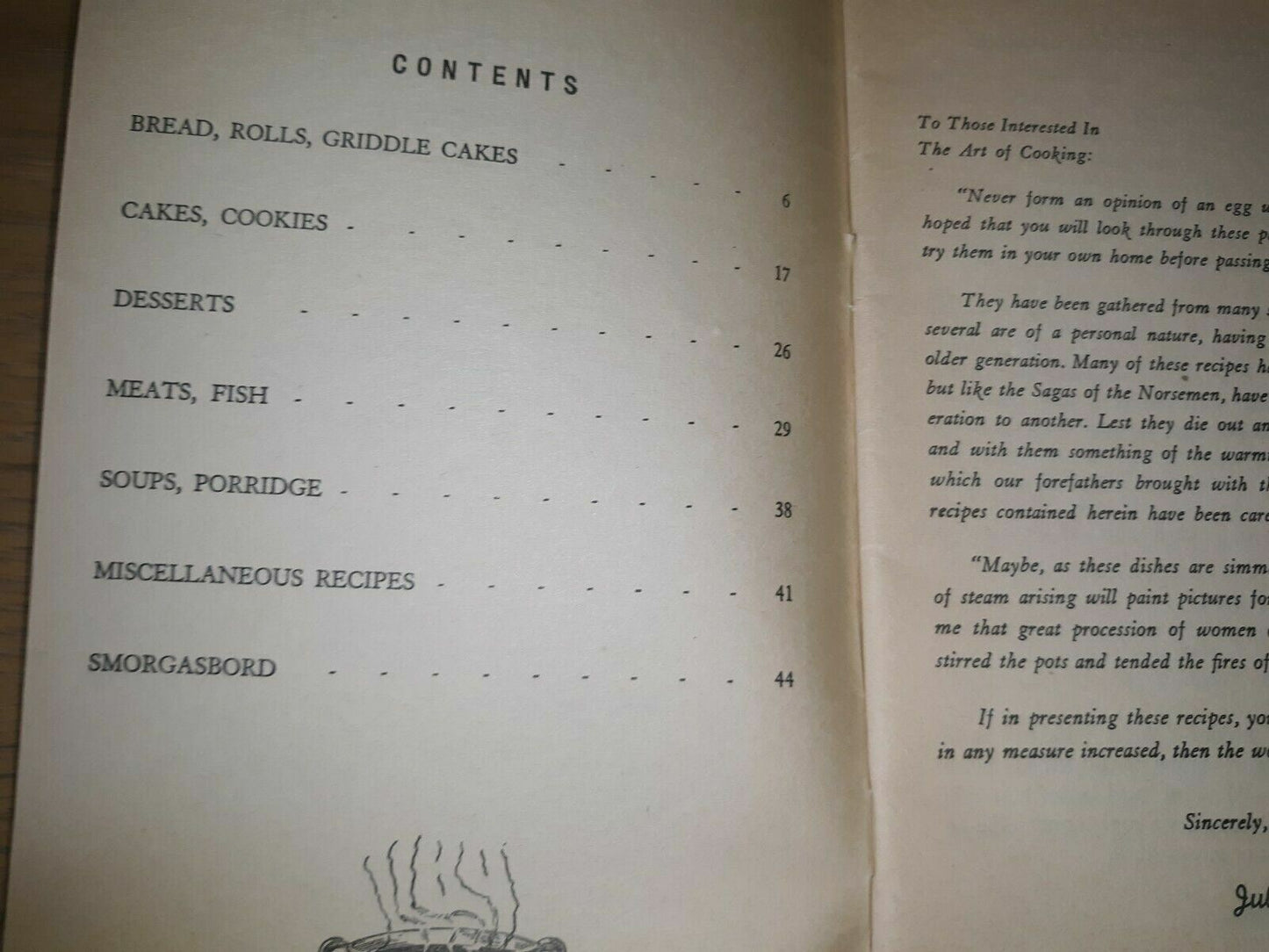 1943 Scandinavian Recipes Julia Peterson Tufford Paperback Fourth Printing