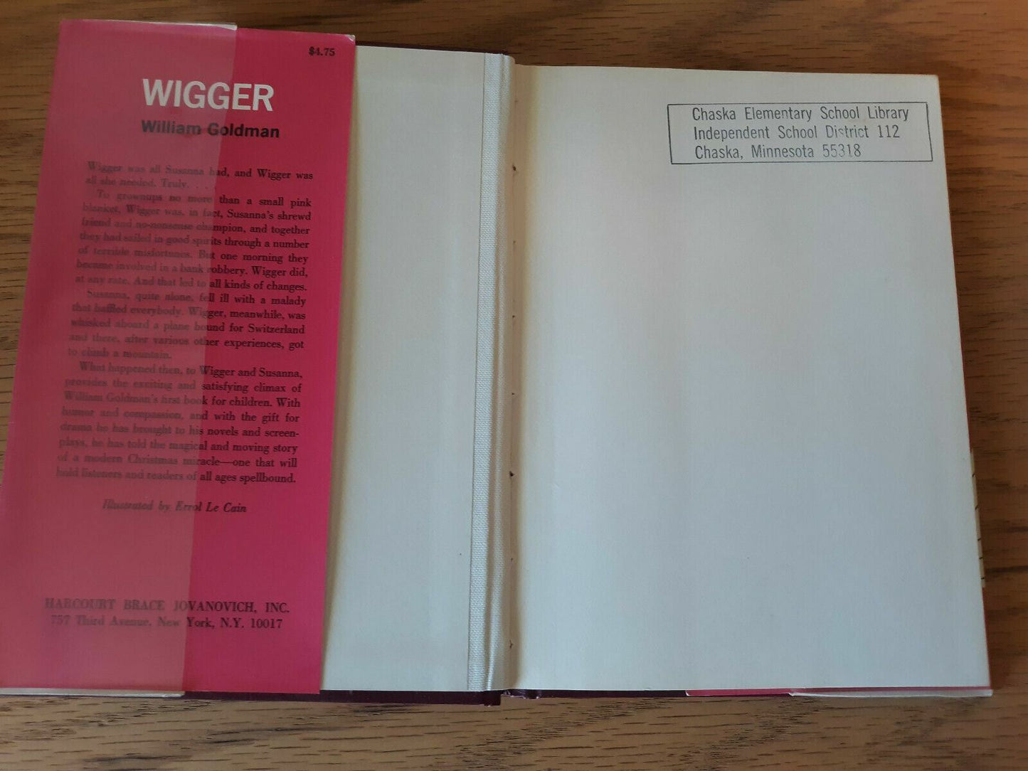 Wigger by William Goldman 1974 Hardcover Dust Jacket