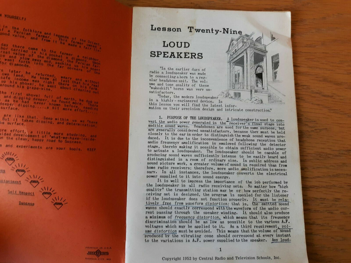 Central Technical Institute Lesson No. 29 Unit No. 1 Loud Speakers