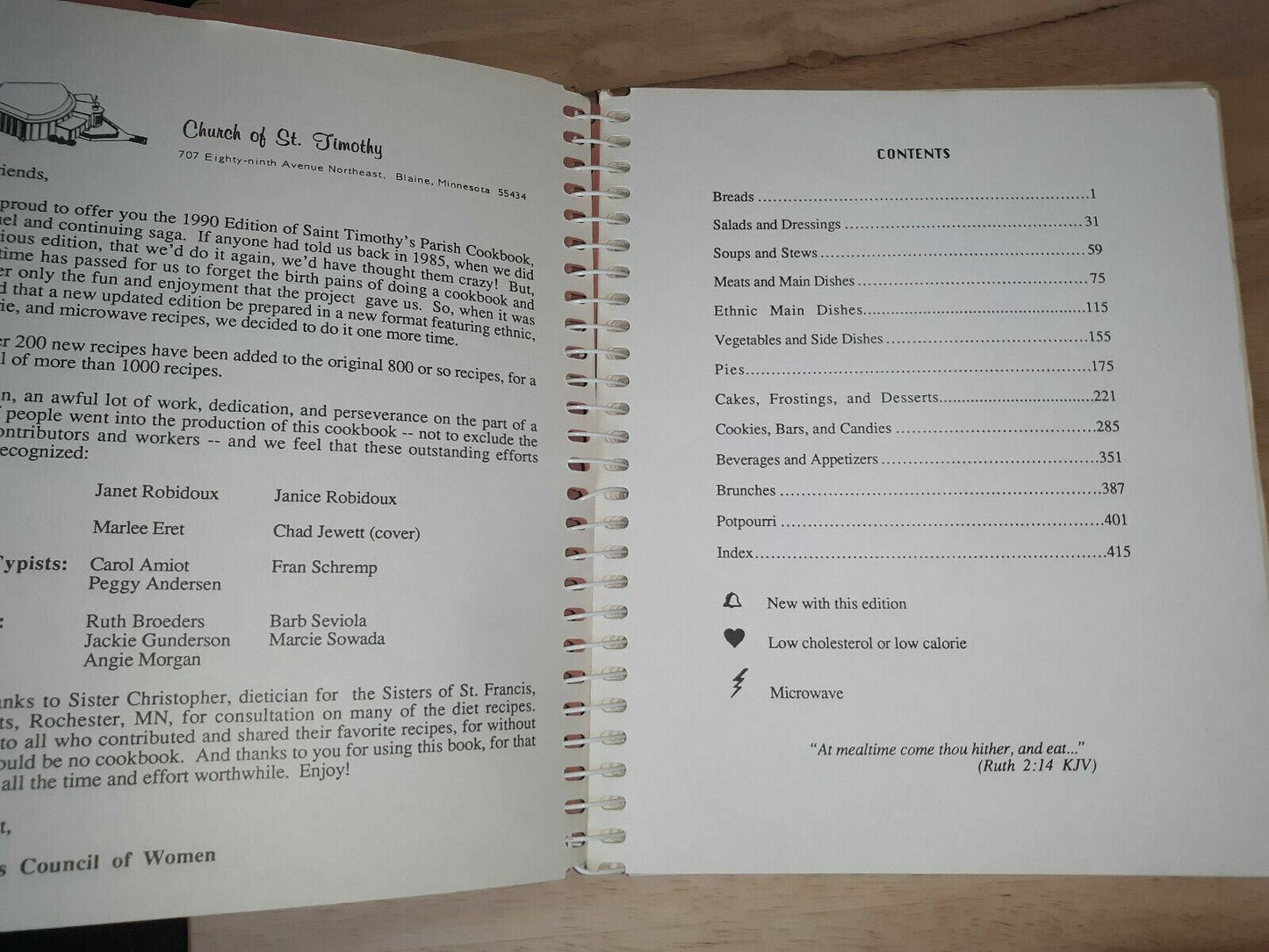 VINTAGE Recipes COOKBOOK Saint Timothy’s Parish Church 1990 MN