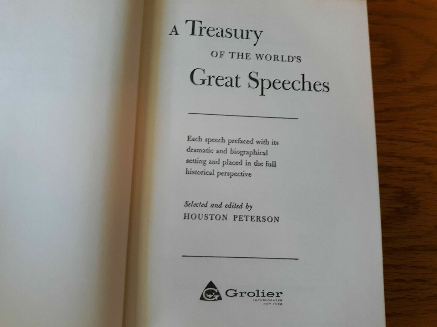 A Treasury of the Worlds Great Speeches Edited Houston Peterson 1965 Hardcover