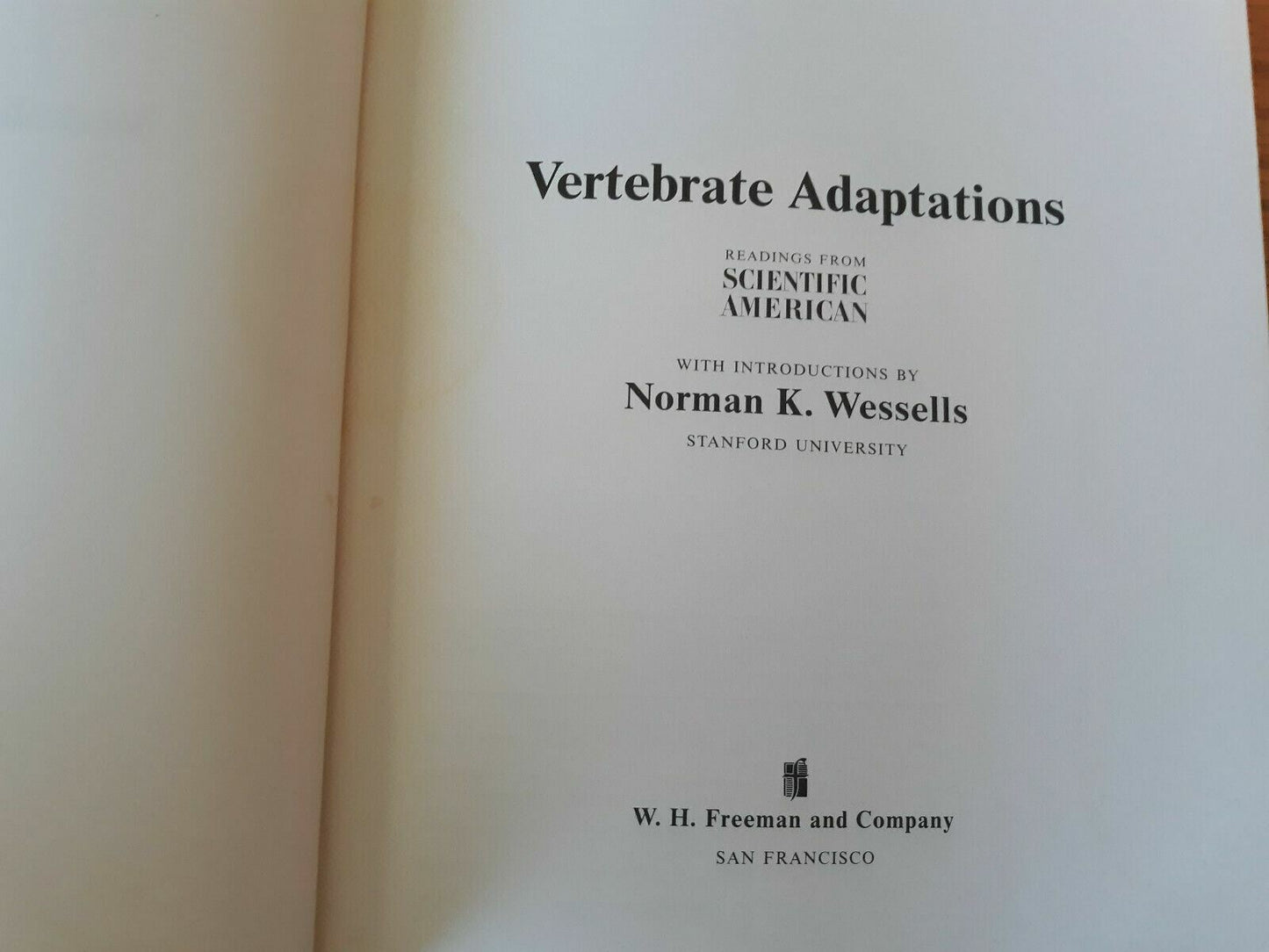 Vertebrate Adaptations Scientific American 1968