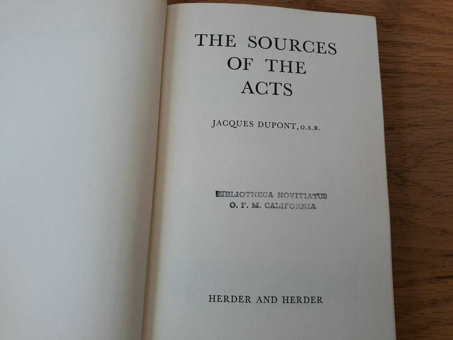 The Sources Of The Acts Jacques Dupont 1964 Hardcover Herder And Herder