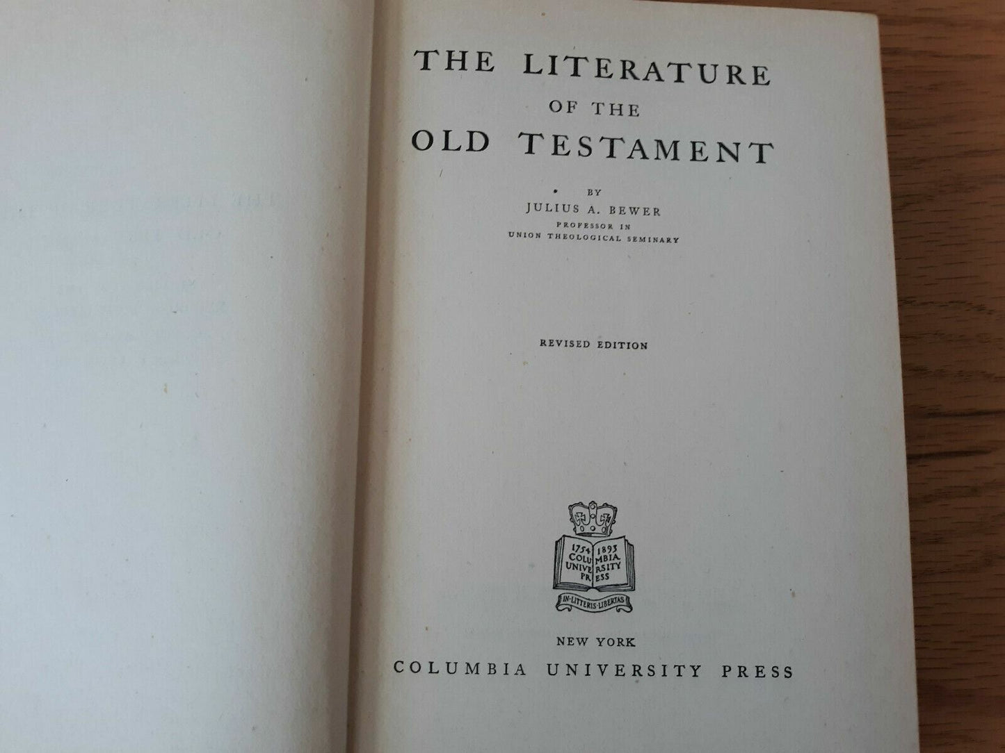 The Literature of the Old Testament by Julius Bewer 1933