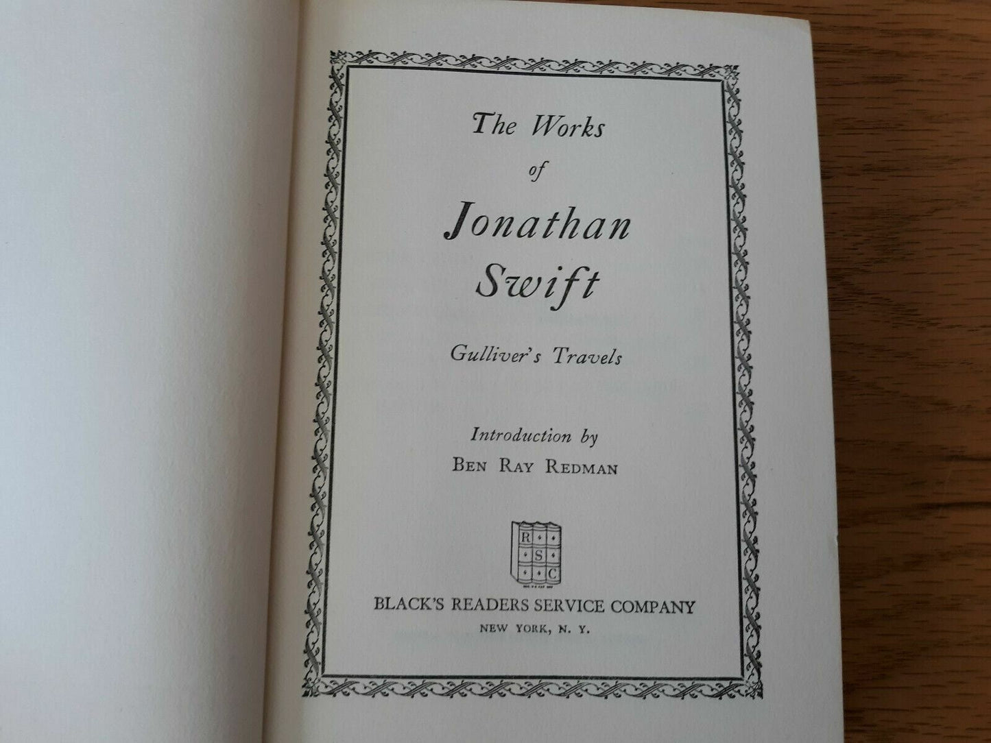 The Works Of Jonathan Swift Black's Readers Service Company Hardcover