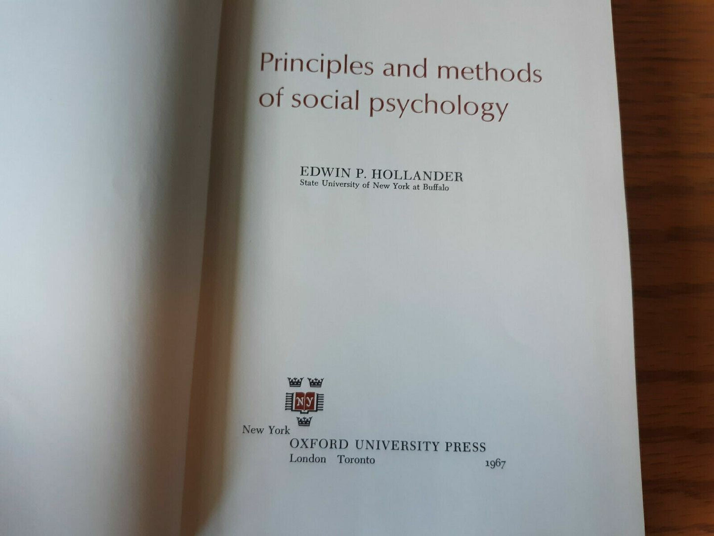 Principles and Methods of Social Psychology by Hollander, Edwin P. 1968