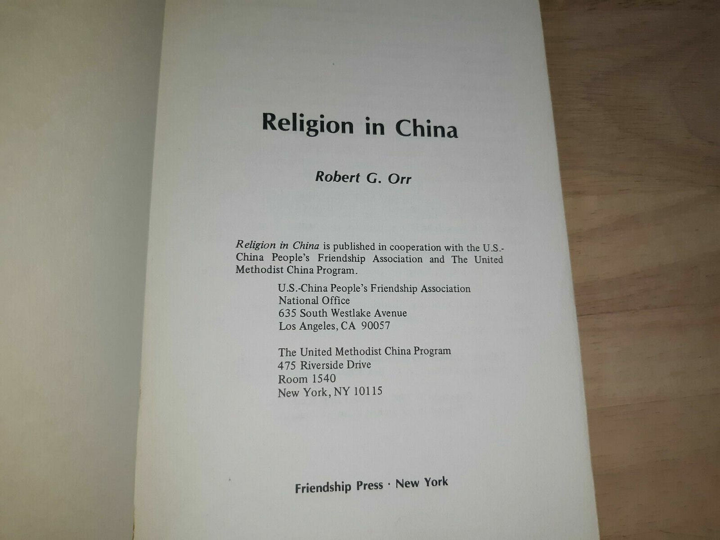 Religion in China by Robert G. Orr 1980 Paperback