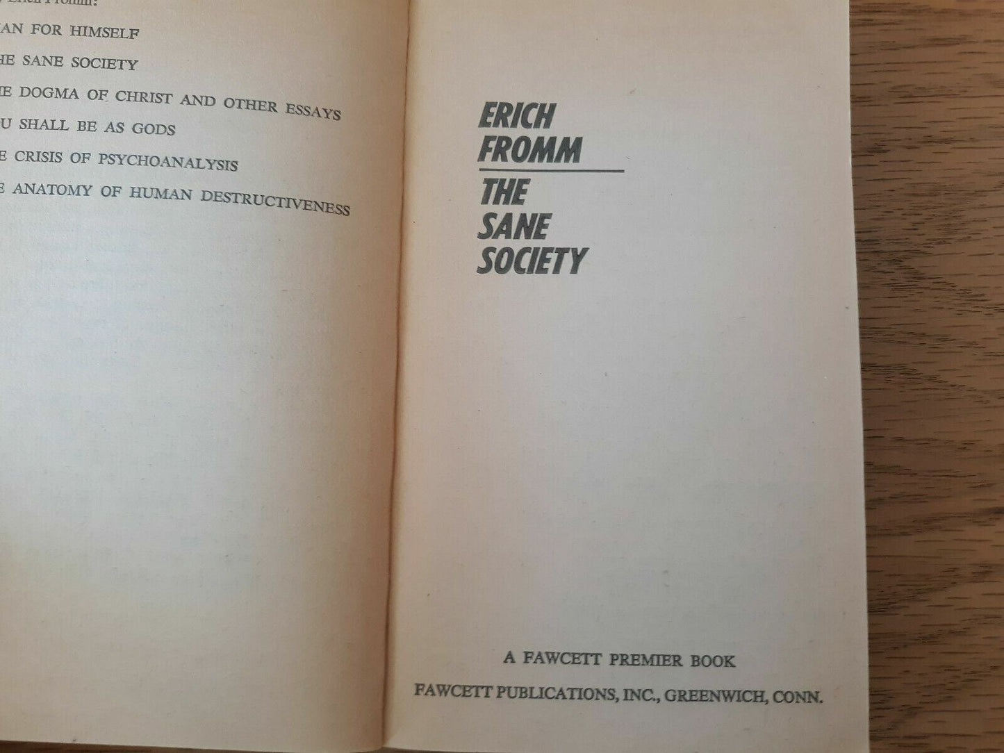 The Sane Society by Erich Fromm 1955 Paperback