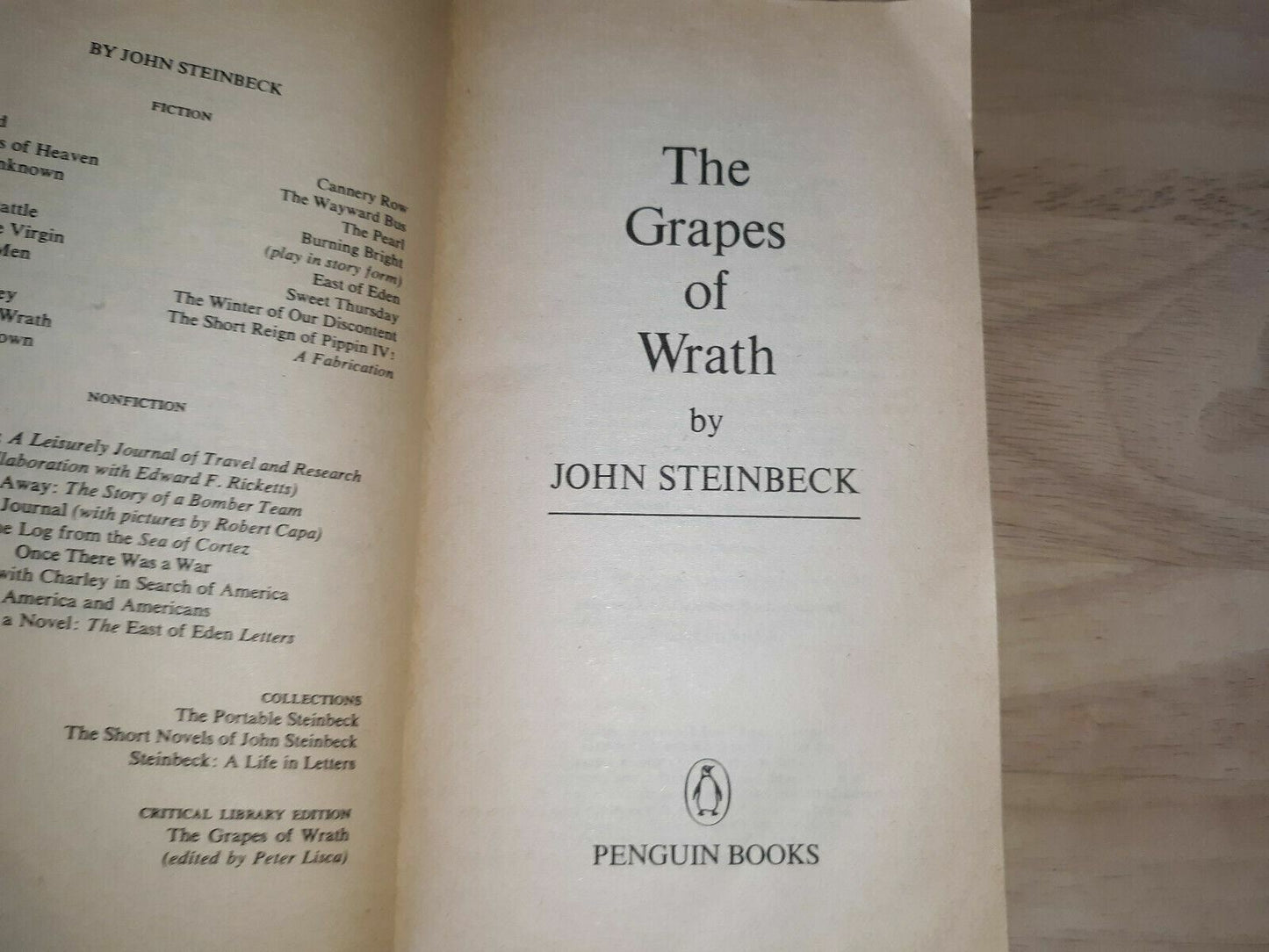 The Grapes of Wrath by John Steinbeck 1985 Penguin Books