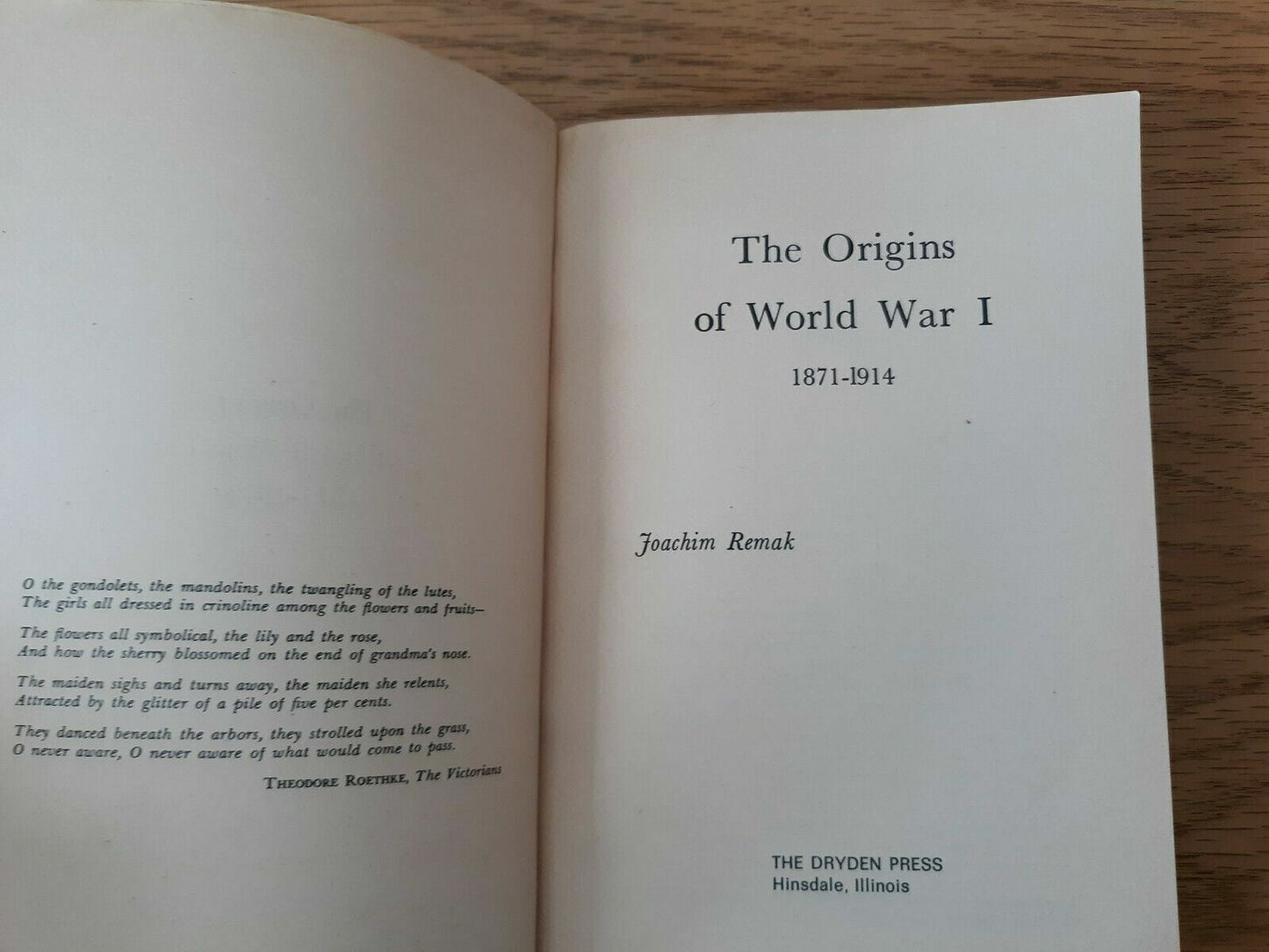 The Origins of World War I 1871-1914 by Joachim Remak 1967 Paperback