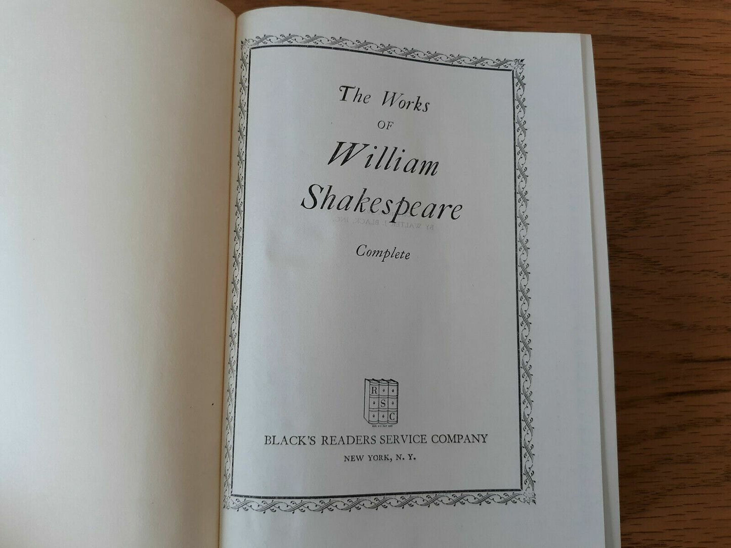 The Works Of William Shakespeare Black's Readers Service Company Hardcover