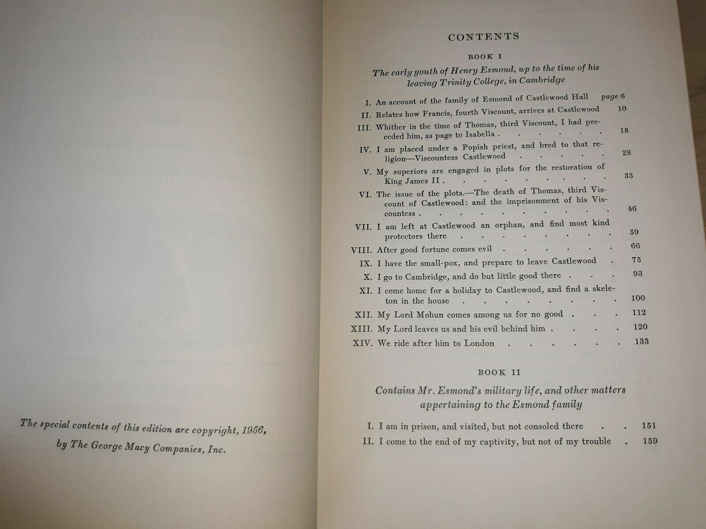 The History of HENRY ESMOND, Esq. by Thackeray Heritage Press 1956