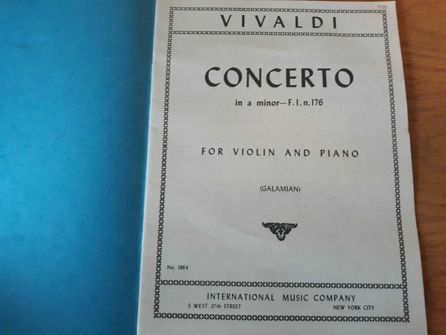 Vivaldi Concerto in A Minor F.I N. 176 For Violin and Piano Galamian 1956