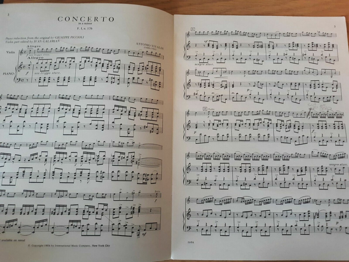 Vivaldi Concerto in A Minor F.I N. 176 For Violin and Piano Galamian 1956