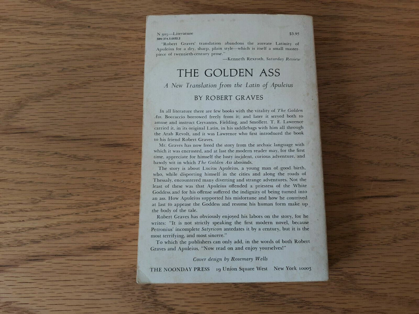 The Golden Ass 1977 Apuleius Robert Graves Paperback Farrar, Straus & Giroux