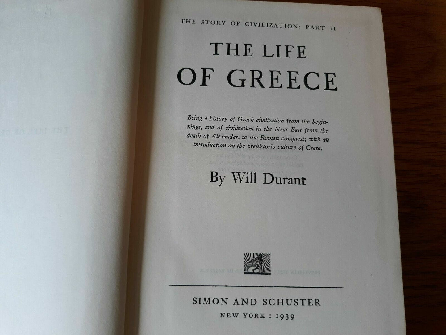 The Story of Civilization II The Life of Greece Will Durant 1939 B