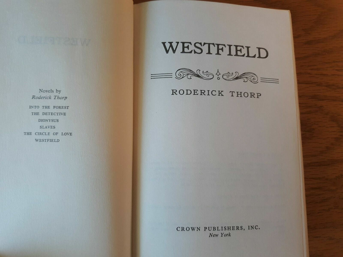 Westfield by Roderick Thorp 1977 Book Club Edition Hardcover Dust Jacket