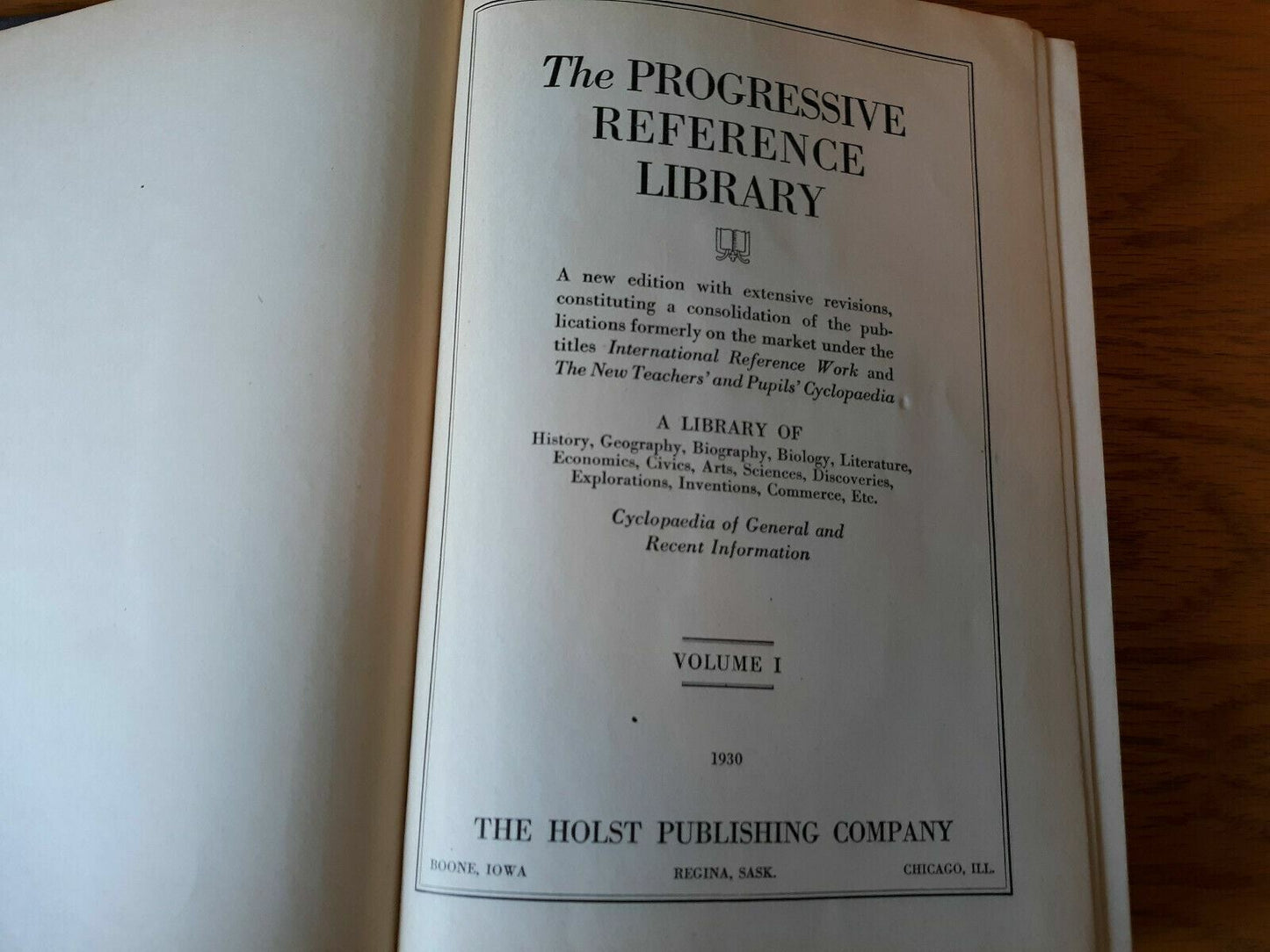 The Progressive Reference Library with Loose Leaf Revision Service Vol 1 1930