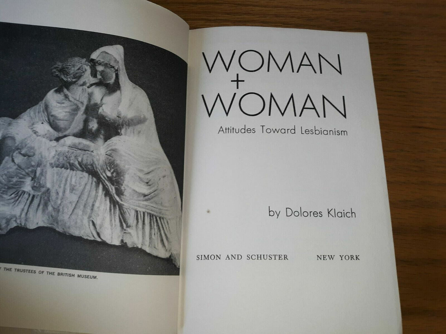 Woman Plus Woman by Dolores Klaich Hardcover Attitudes toward Lesbianism 1974