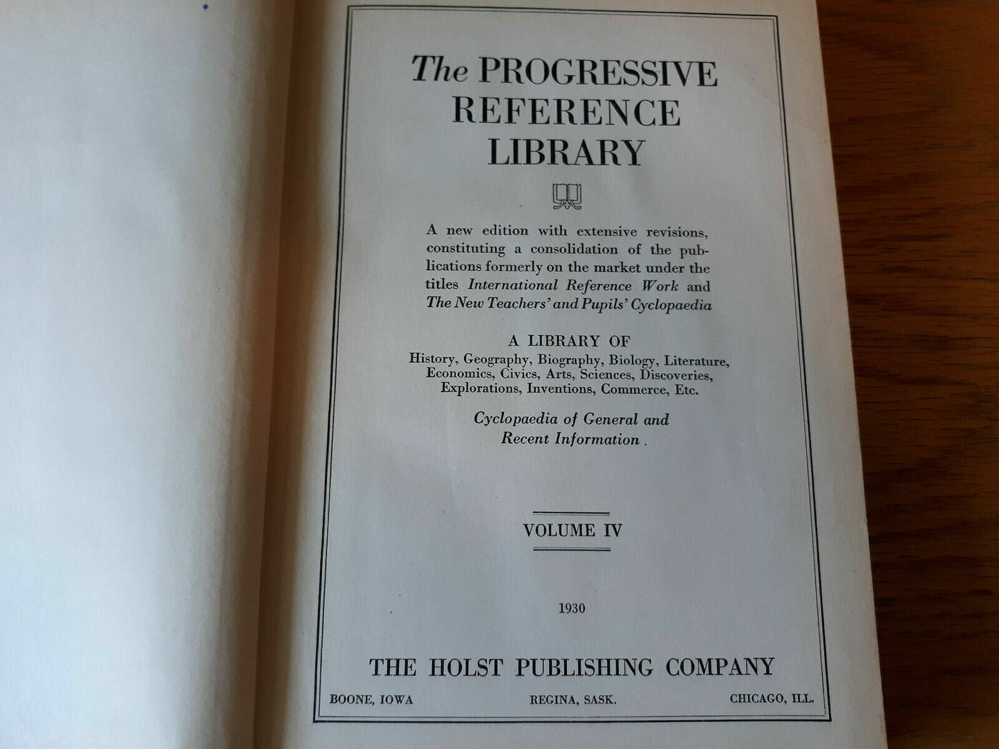 The Progressive Reference Library with Loose Leaf Revision Service Vol 4 1930