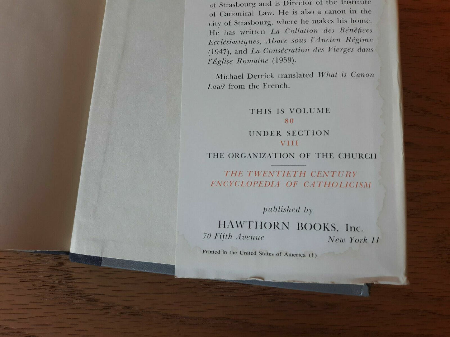 What Is Canon Law? Twnetieth Century Encyclopedia Of Catholicism 1960 Rene Metz