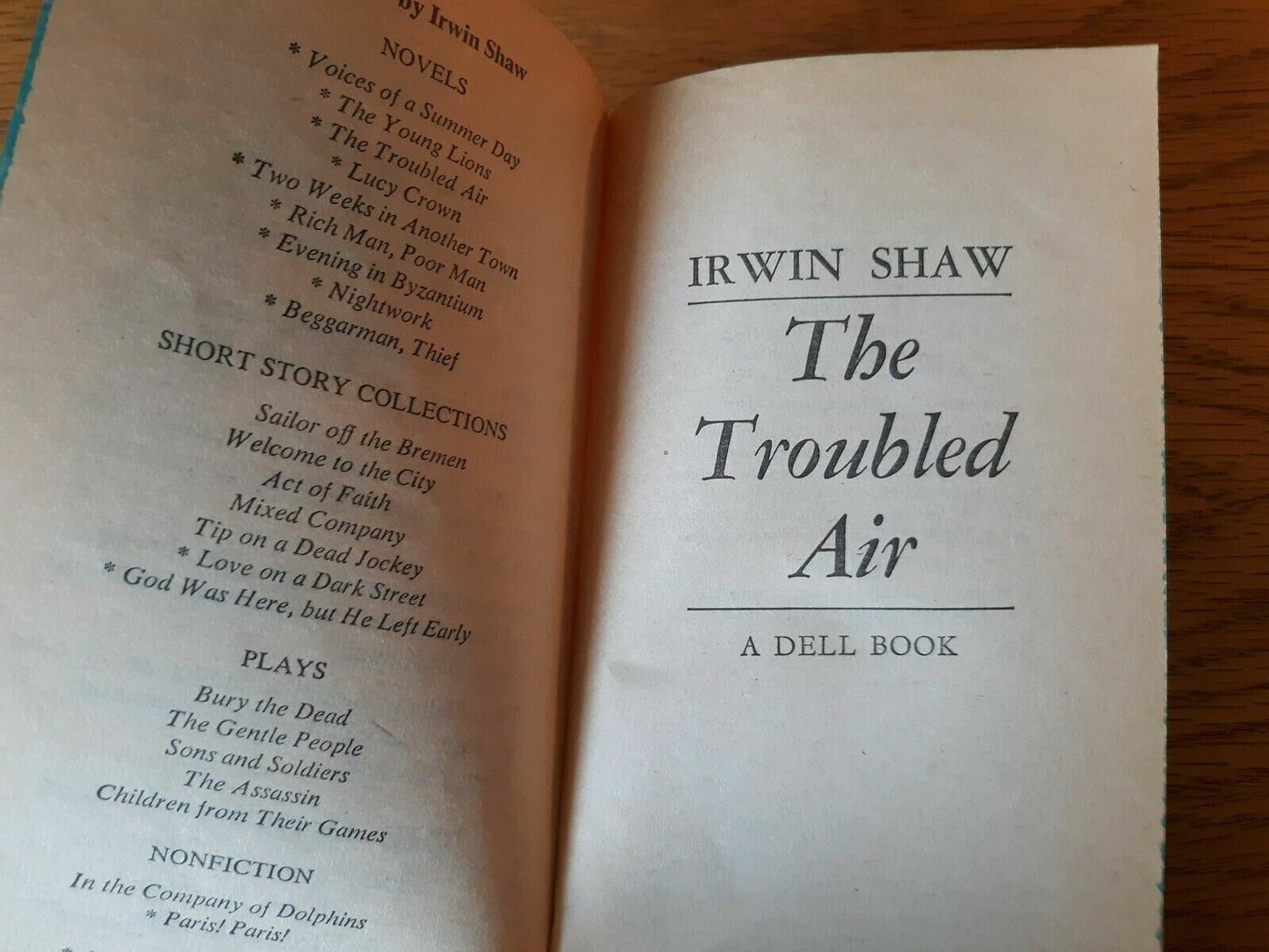 THE TROUBLED AIR by Irwin Shaw (Vintage Dell First Printing 1978 Paperback)