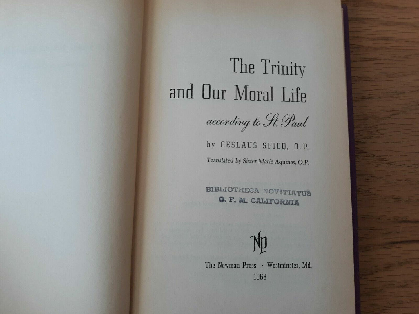 The Trinity and Our Moral Life by Ceslaus Spicq 1963