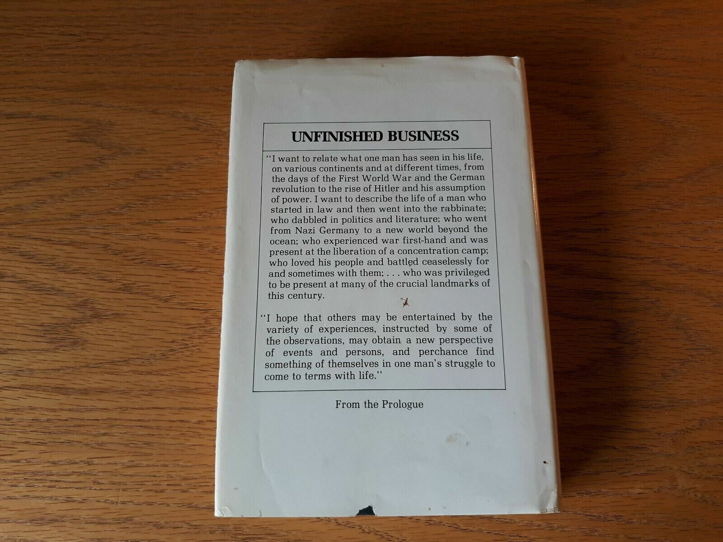 Unfinished Business: An Autobiography By W. Gunther Plaut Hardcover 1981