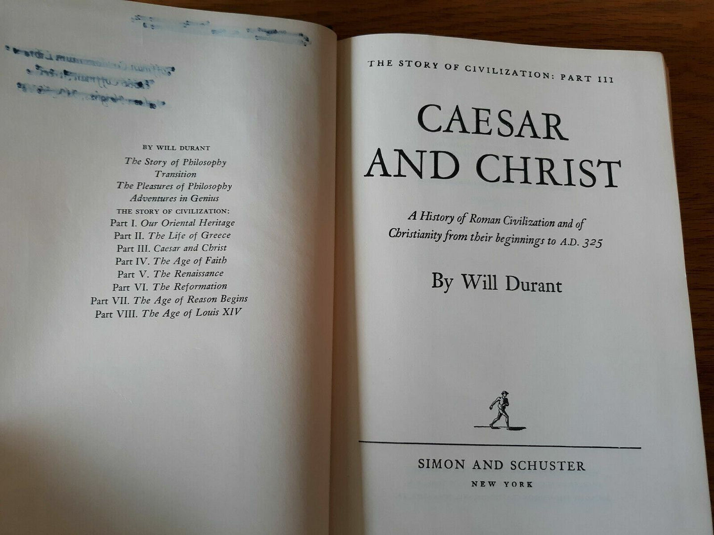 The Story of Civilization III, Caesar and Christ, Durant, 1944, 12th Printing