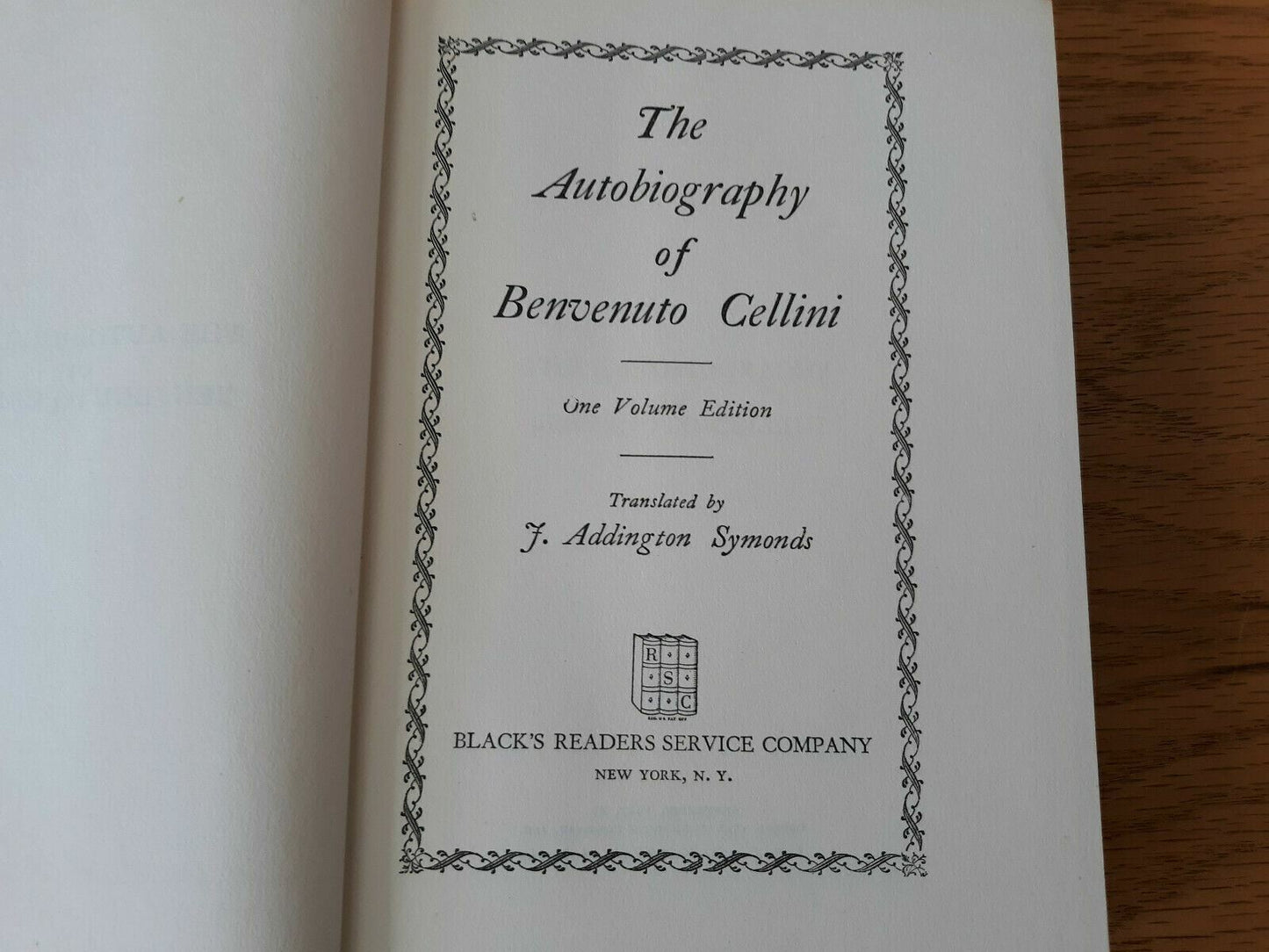 The Works Of Benvenuto Cellini Black's Readers Service Company Hardcover