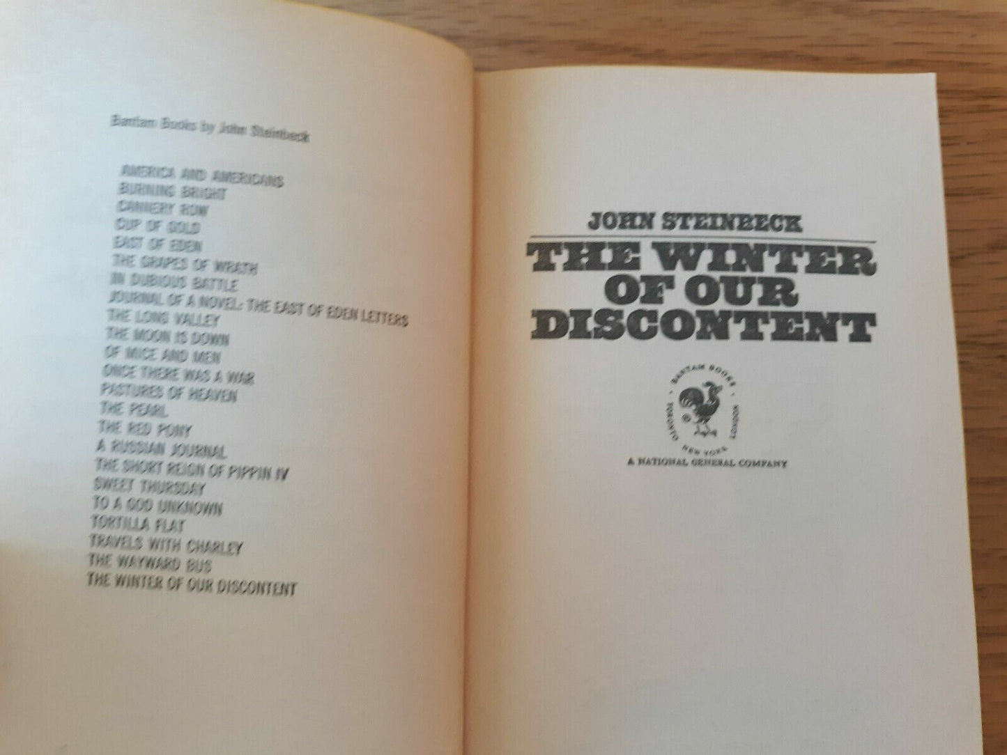 The Winter of Our Discontent by John Steinbeck 1970 Bantam Paperback