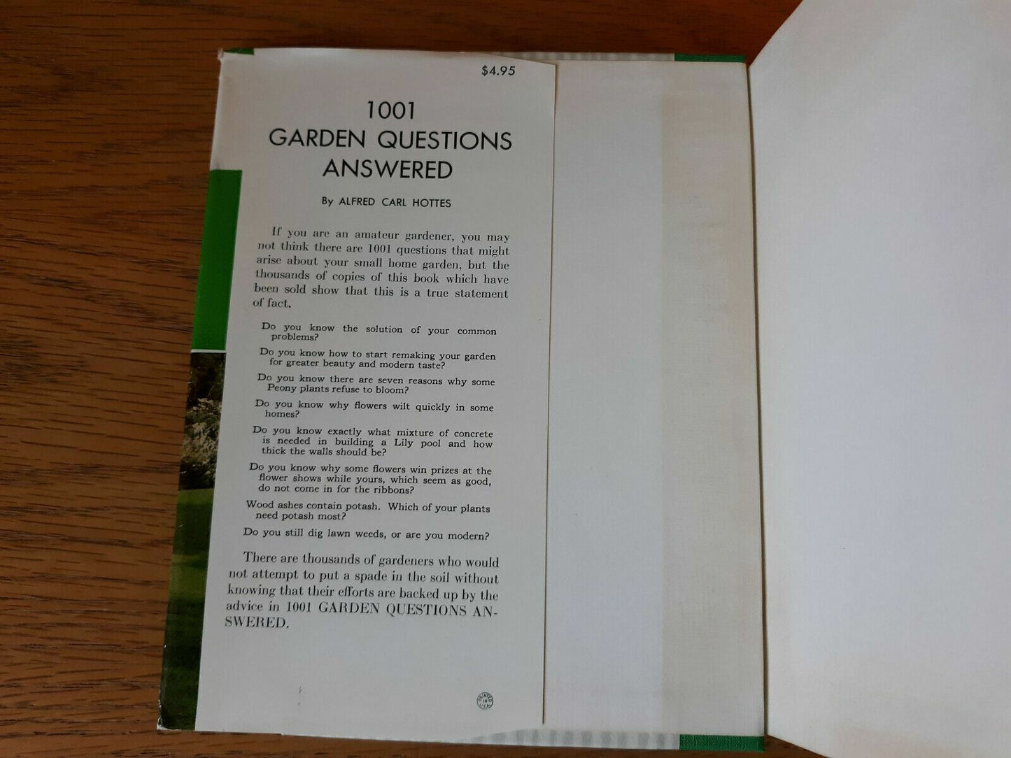 1001 Garden Questions Answered Alfred Carl Hottes 1959 Hardcover Dust Jacket