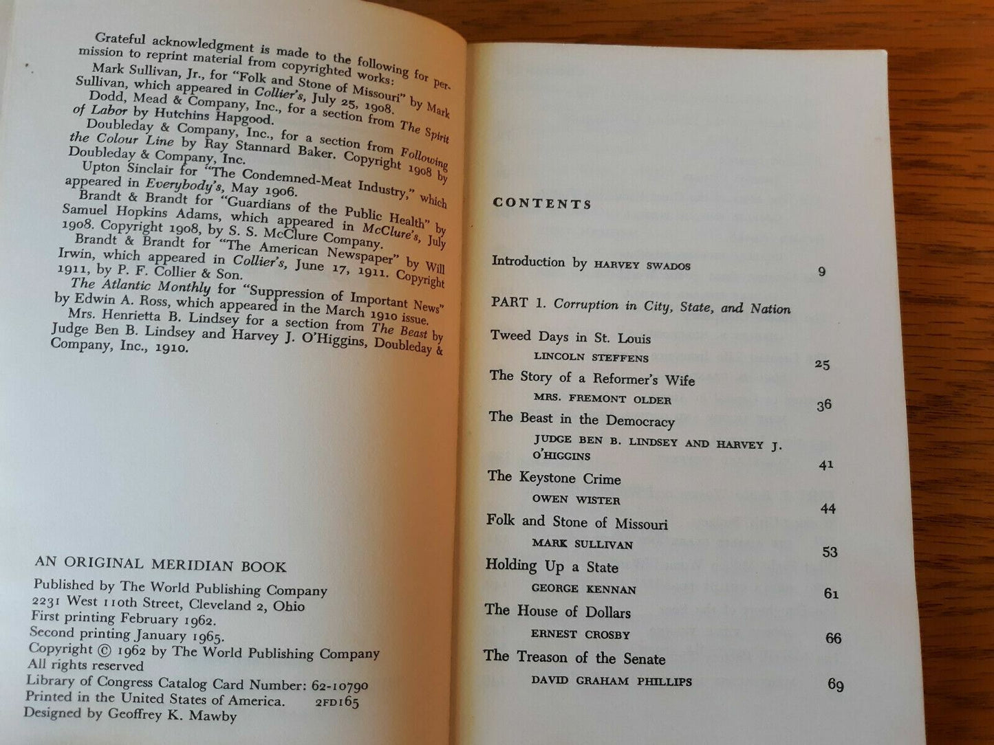 Years of Conscience: The Muckrakers Meridian Books 1965 Harvey Swados