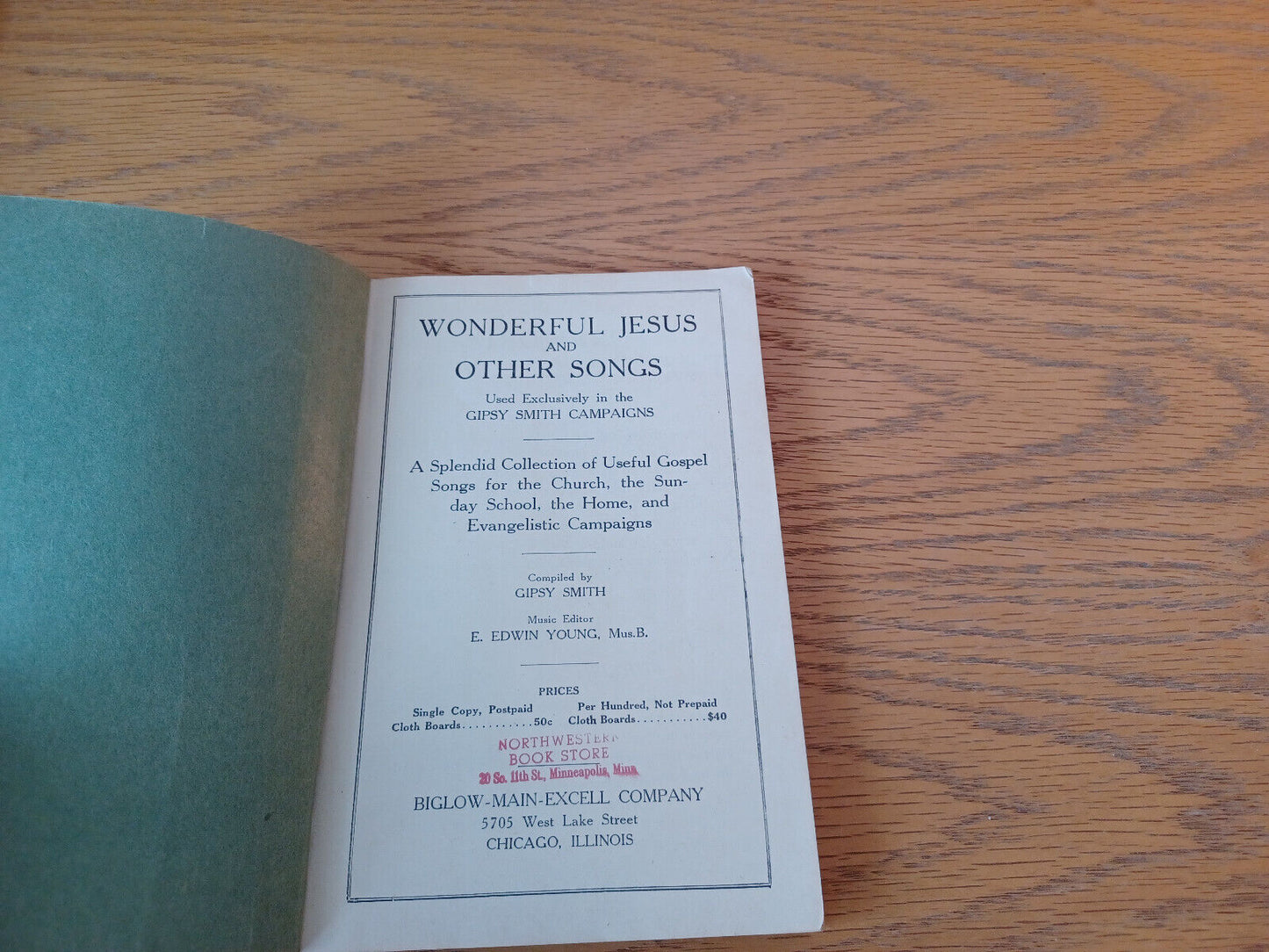 Wonderful Jesus And Other Songs 1927 Gipsy Smith Paperback Biglow Main Excell