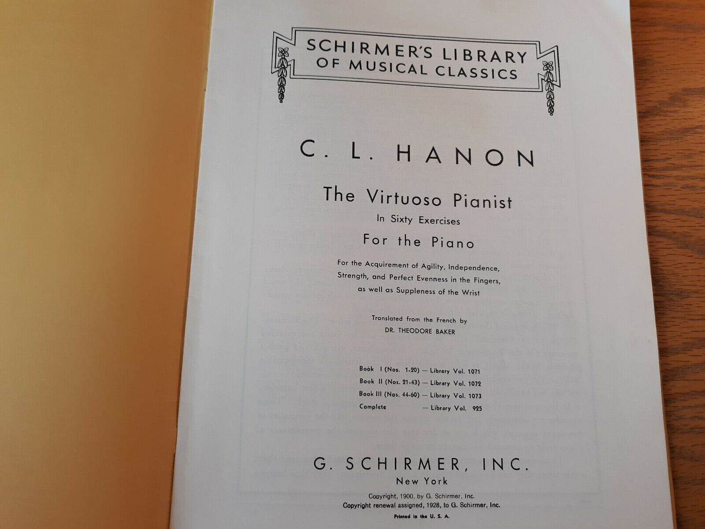 Hanon The Virtuoso Pianist In Sixty Exercises For The Piano Book I G Schirmer