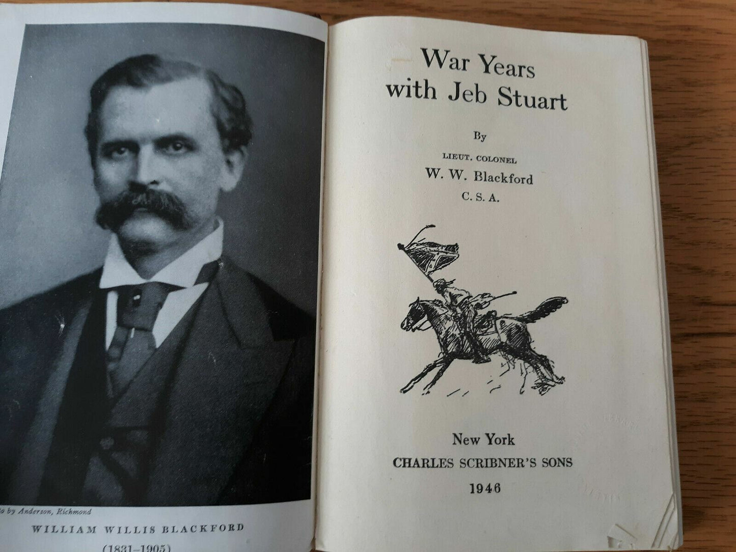 War Years With Jeb Stuart W W Blackford 1946 Charles Scribner's Sons Hardcover