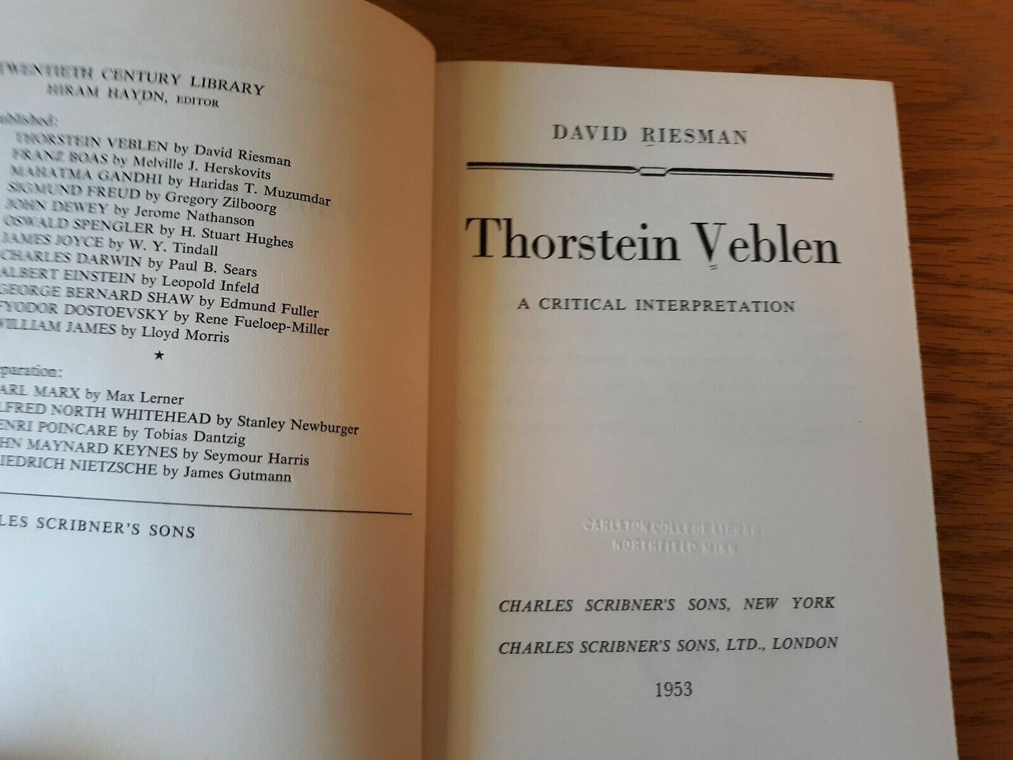 Thorstein Veblen A Critical Interpretation by David Riesman 1953