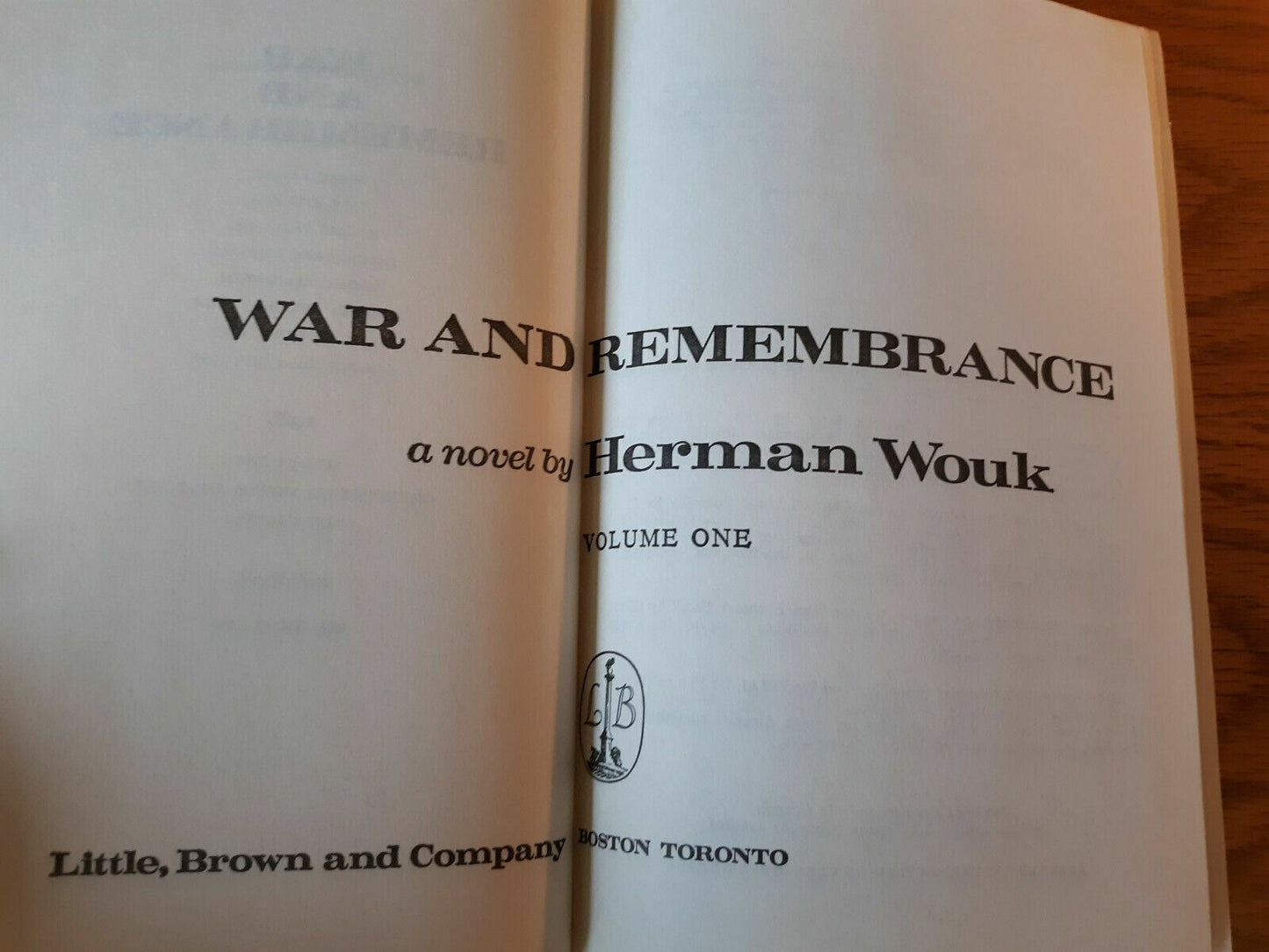 WAR AND REMEMBRANCE Herman Wouk Volume 1 & 2 HC 1978 WWII